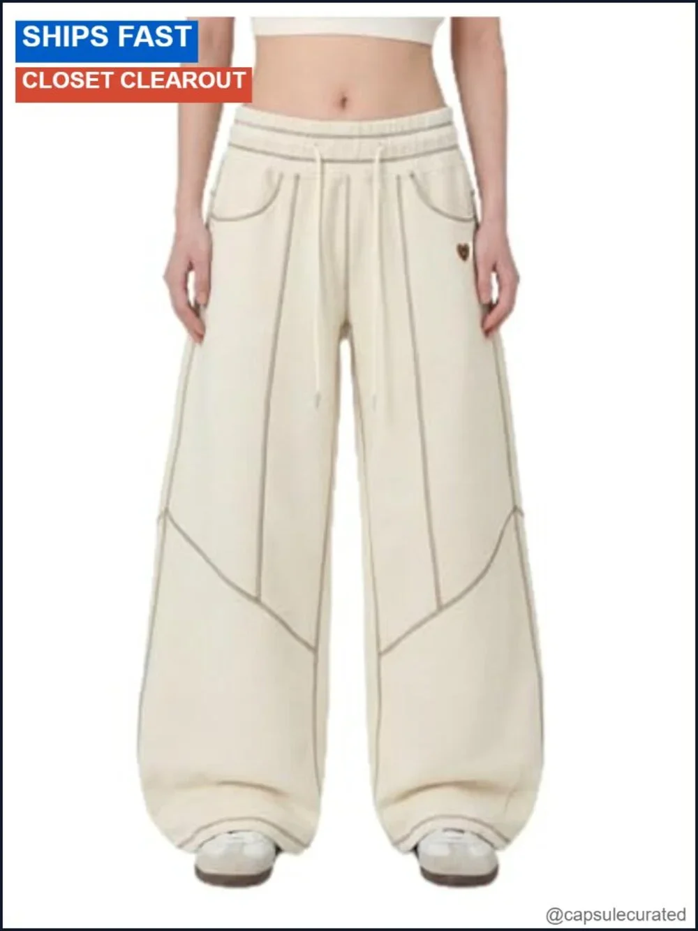 High Waisted Barrel Leg Sweatpants Wide Leg Drawstring